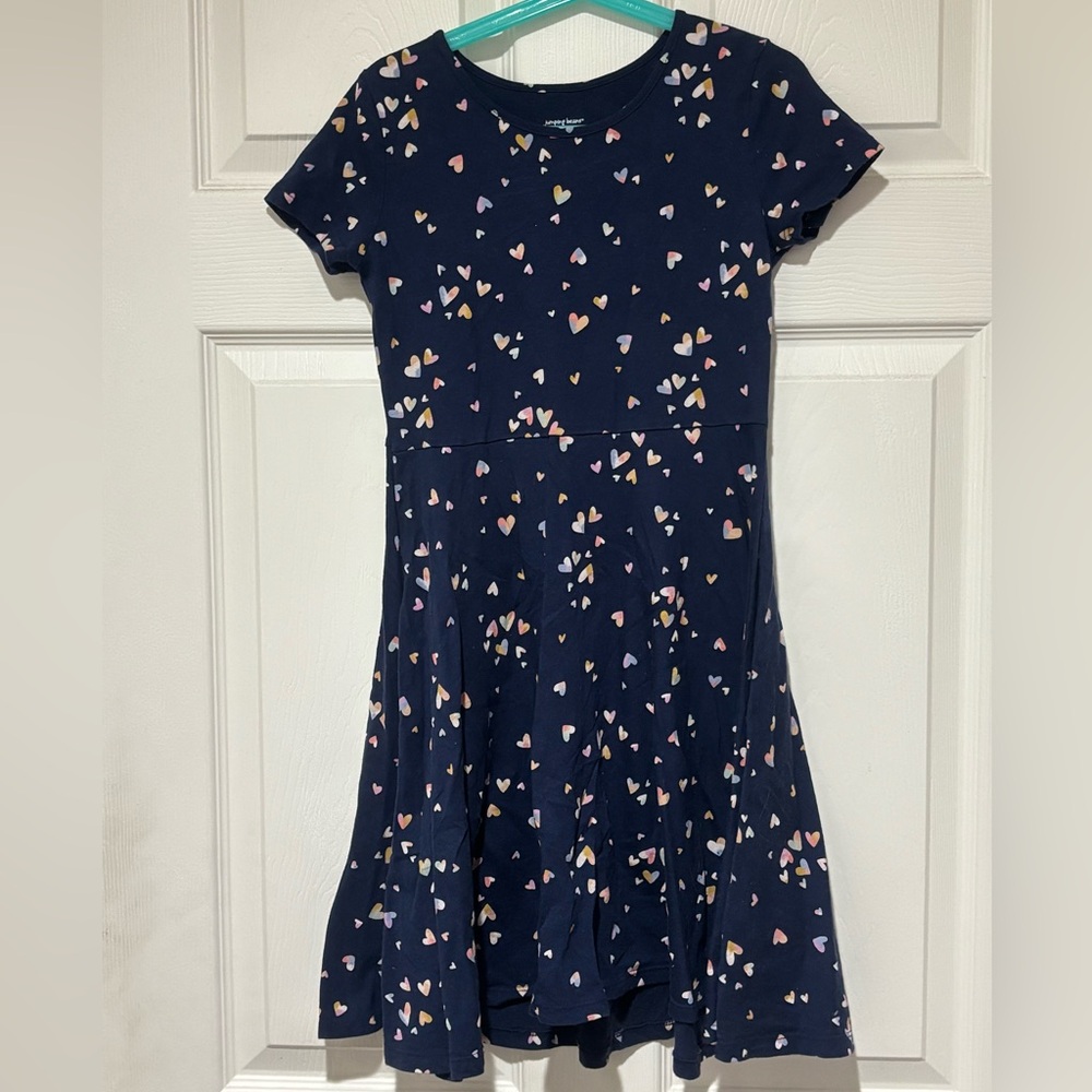 Jumping Beans Navy Dress with Heart Pattern